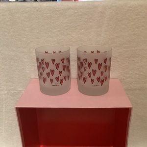Valentines frosted heart glassware set